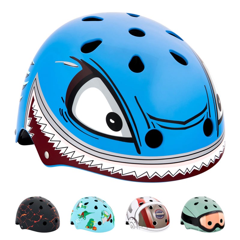 Hornit Mini Lids Kids Helmet. Fully-Adjustable Multi-Sport Hard Shell Helmet with Rear Safety Light, Small, Shark - Image 1